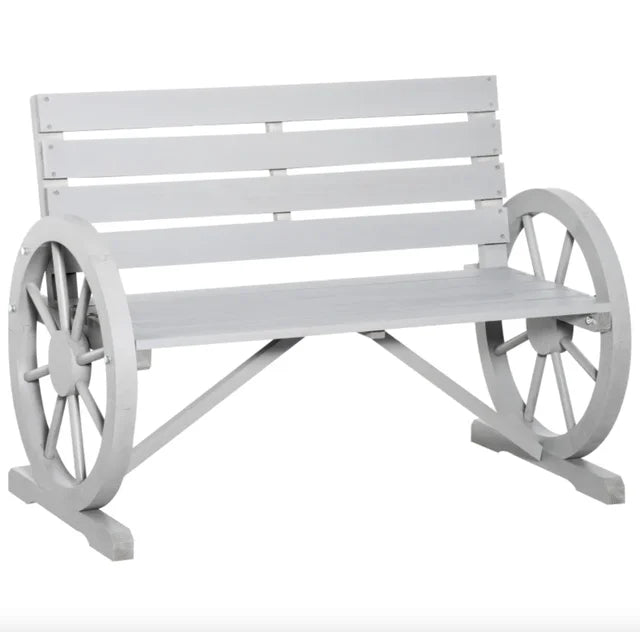 Rustic Wagon Wheel (half) Bench