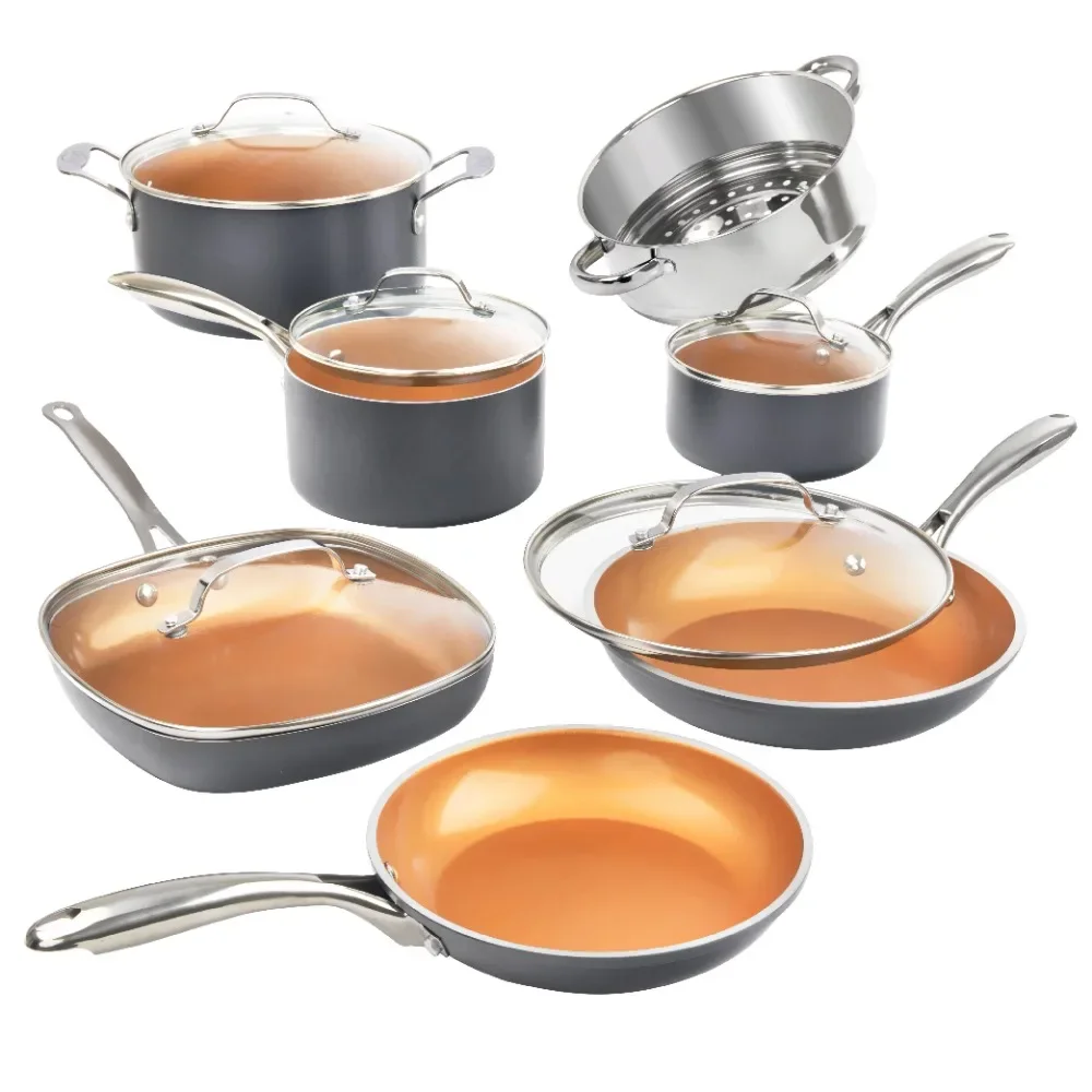 12 Piece Cookware Set with Ultra Nonstick Ceramic Coating