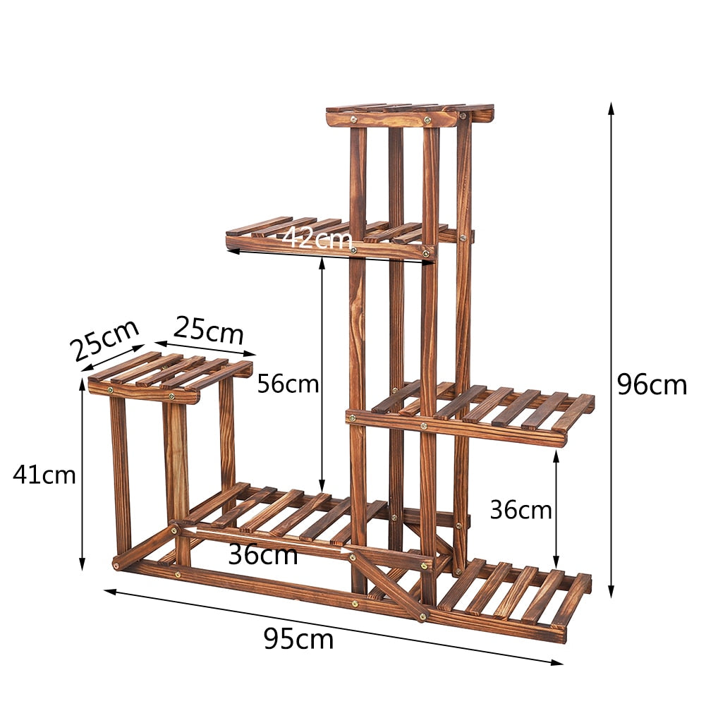 6 Tiered Wood Plant Flower Stand