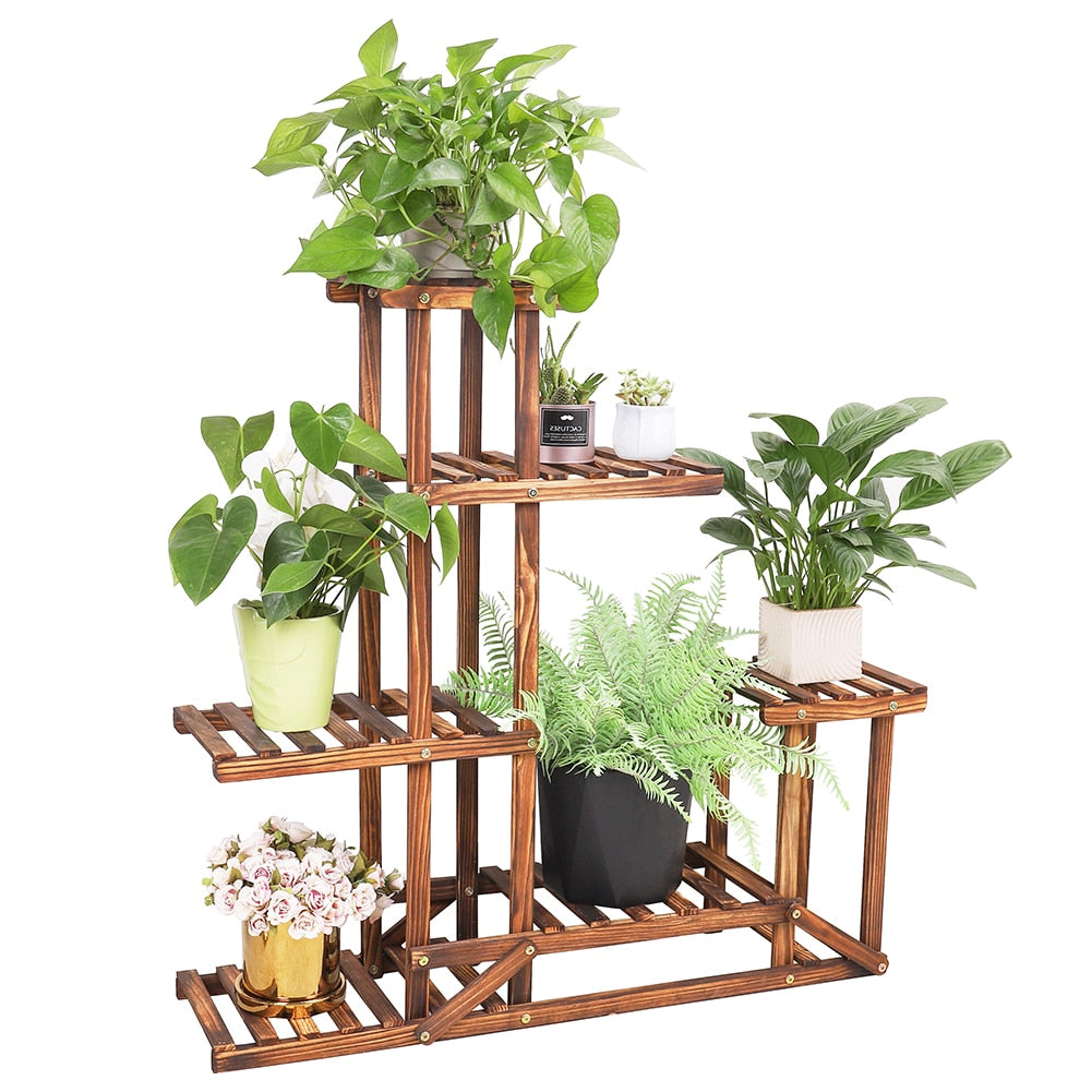 6 Tiered Wood Plant Flower Stand
