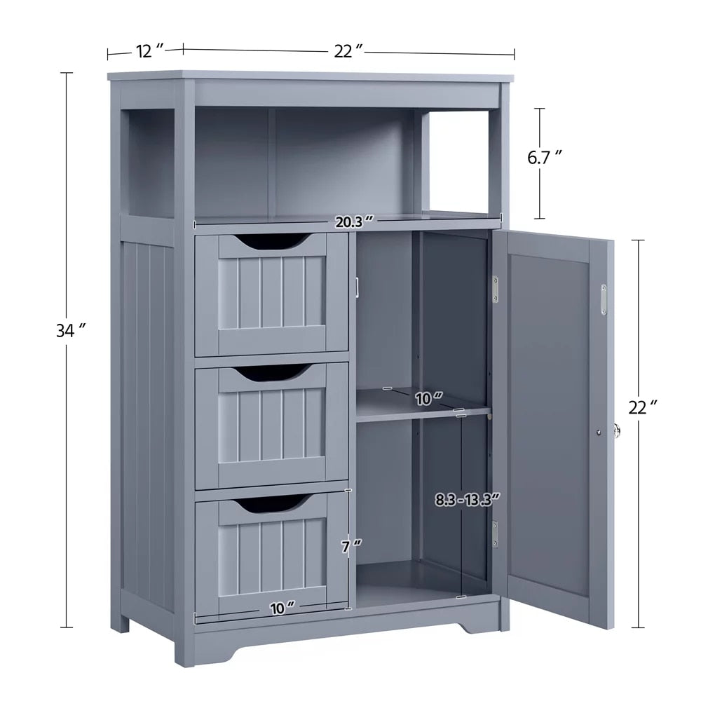 Wood Floor Storage Cabinet for Bathroom