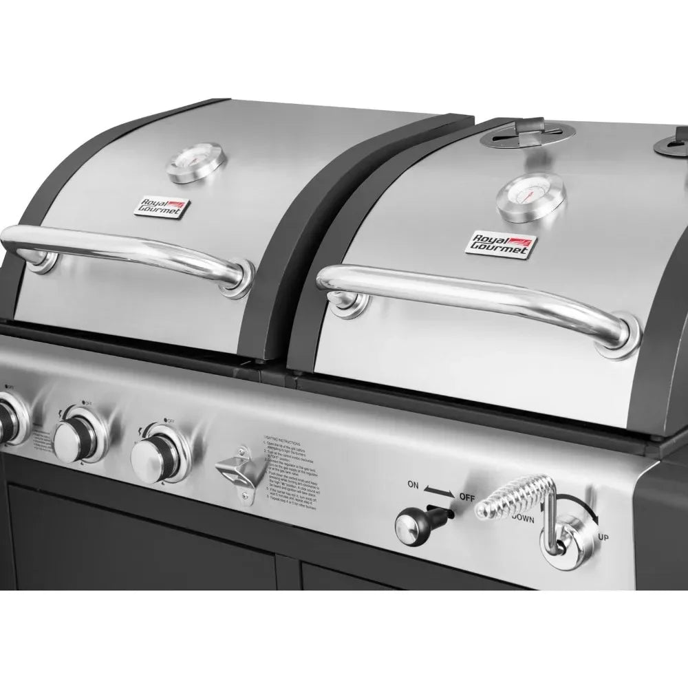 3-Burner Cabinet Gas Grill and Charcoal Grill Combo