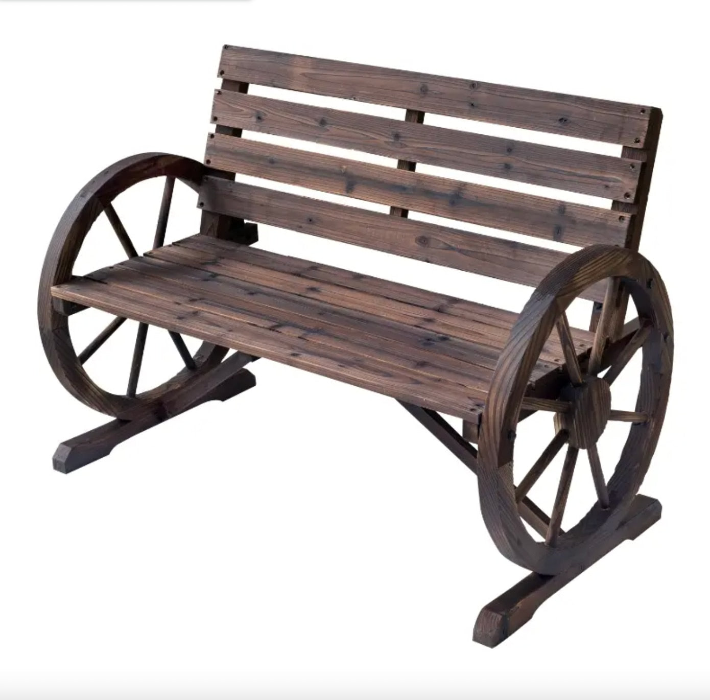 Rustic Wooden Wheel Bench