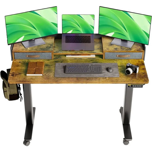 Electric Adjustable Height Standing Desk with Drawers