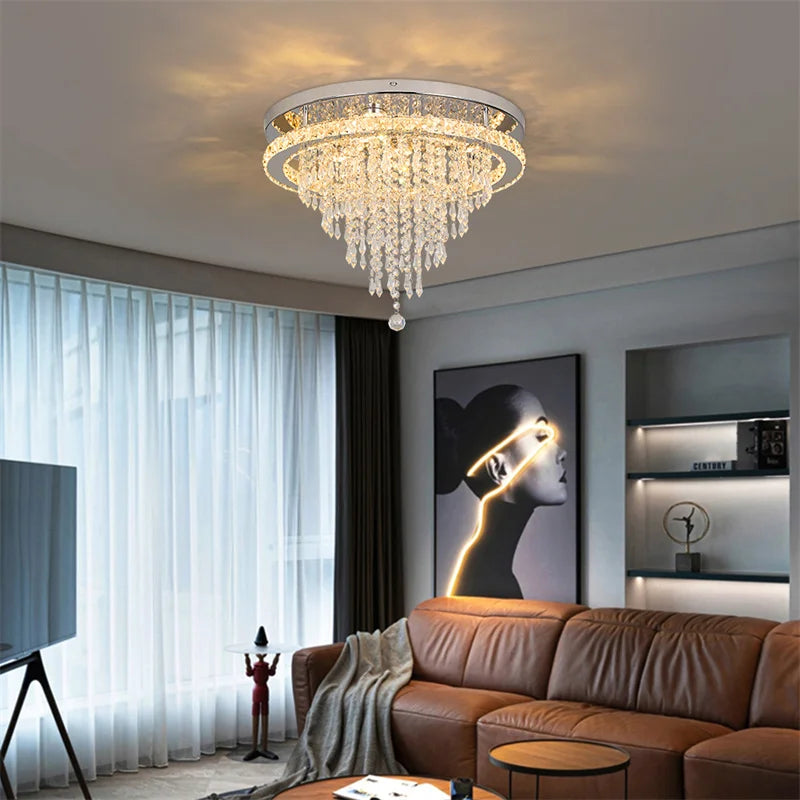 Luxury Crystal LED Chandelier with Remote