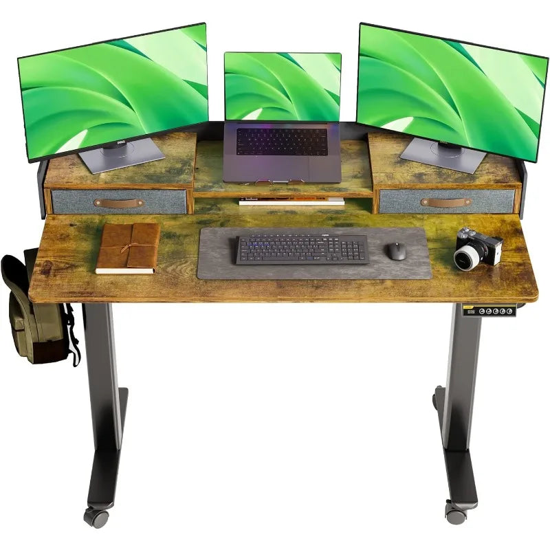 Electric Adjustable Height Standing Desk with Drawers