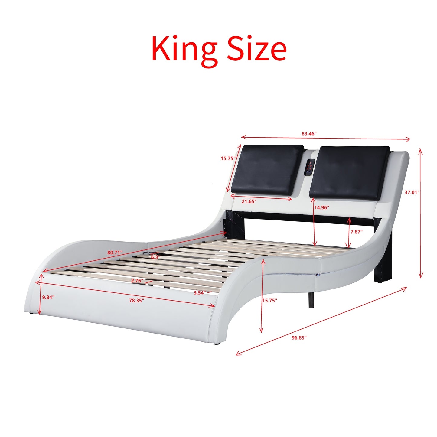 King/Queen Bed Frame W/Led, Bluetooth Music, and Vibration Massage