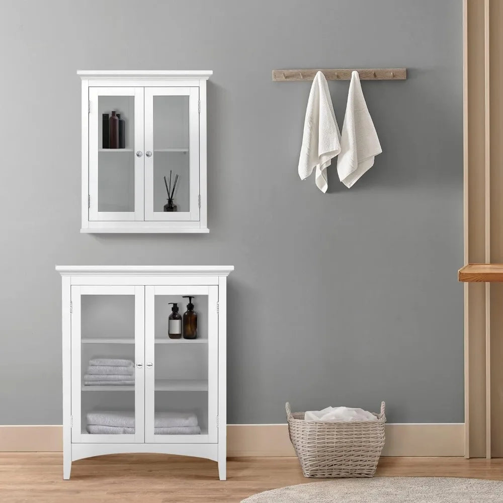 2 Door Freestanding Wooden Floor Cabinet With Adjustable Shelves