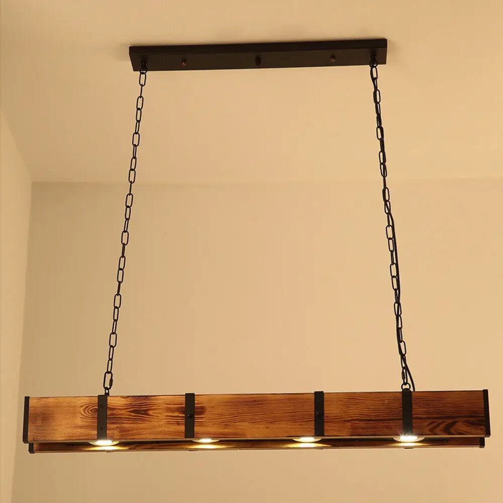 Minimalist 4 Light Wooden Chandelier Pendant Lamp