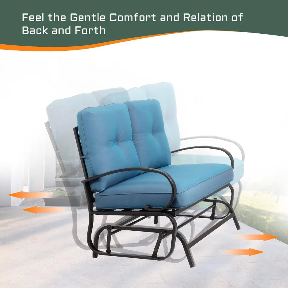2-Person Outdoor Rocking Glider Bench with Cushions