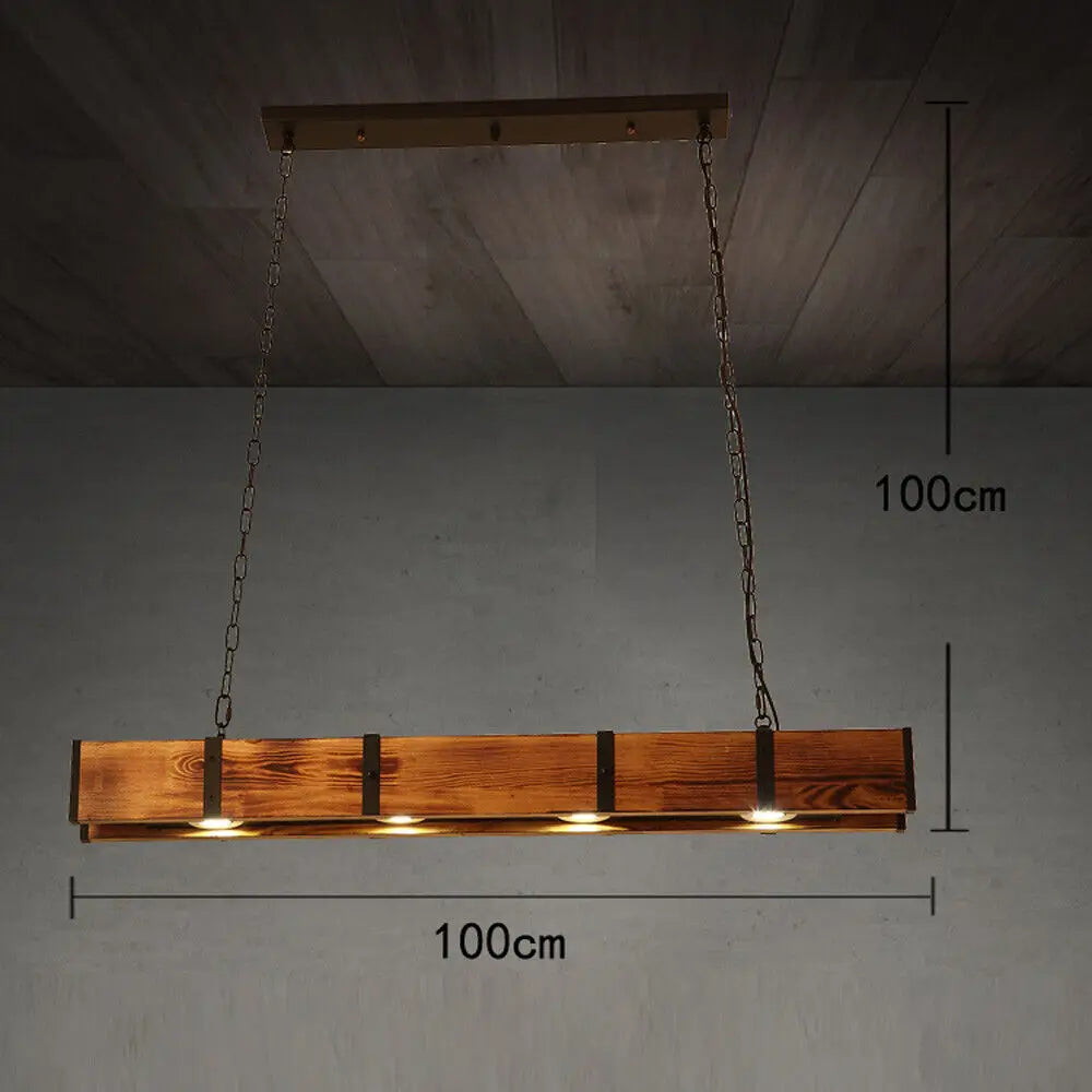 Minimalist 4 Light Wooden Chandelier Pendant Lamp