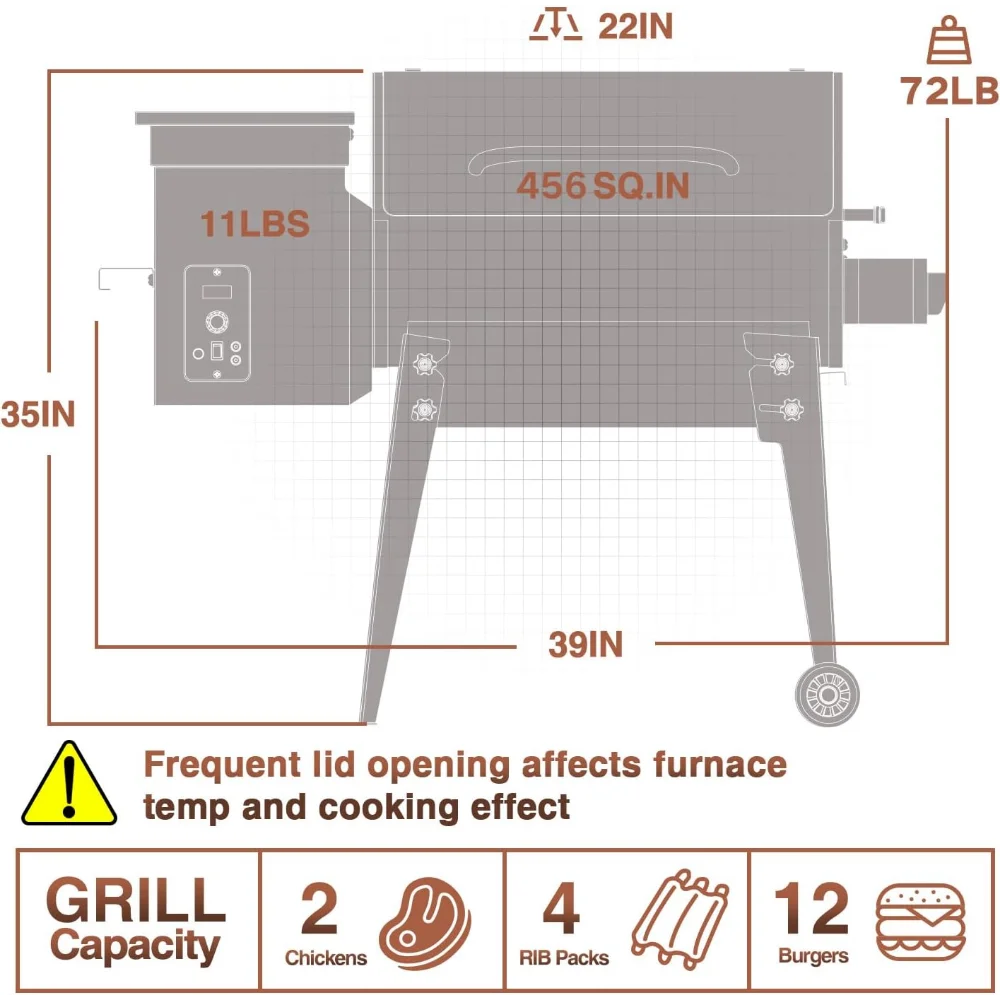 Upgraded Portable Wood Pellet 8-in-1 BBQ Grill