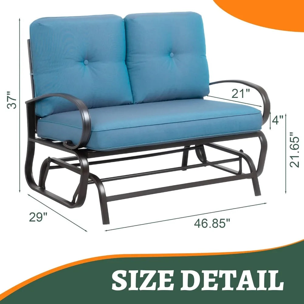 2-Person Outdoor Rocking Glider Bench with Cushions