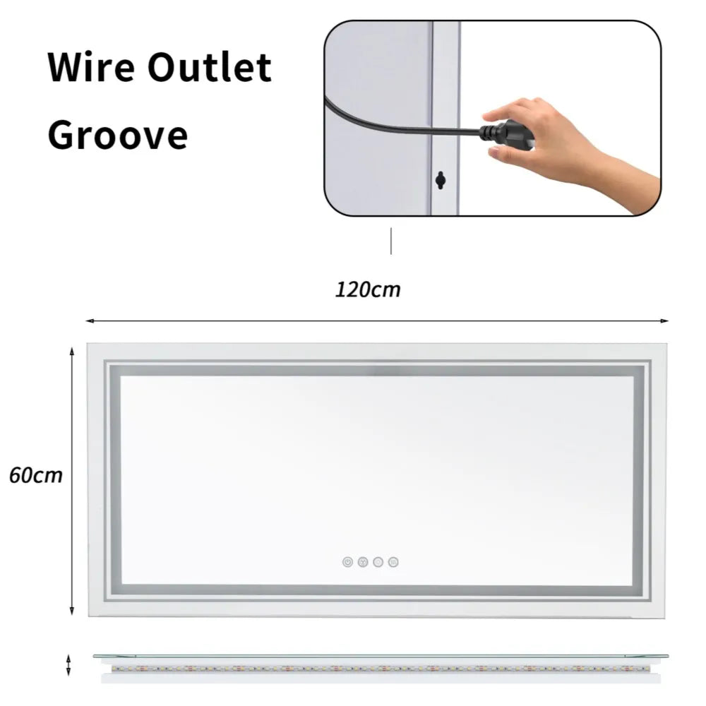 RGB Wall Mirror Dimmable Defogging with Touch Switch