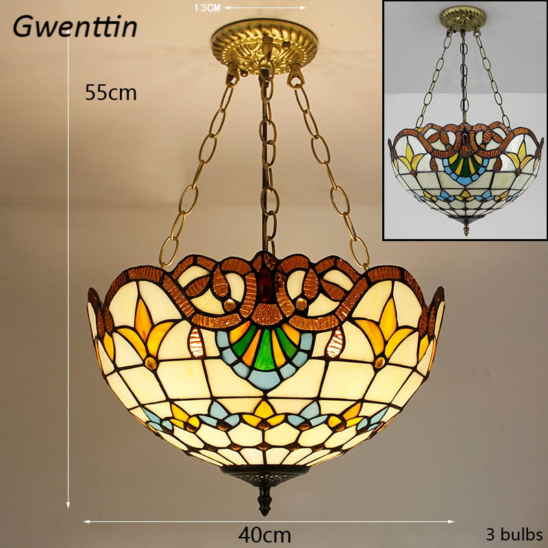 Mediterranean Tiffany-Style Stained Glass Pendant Lights