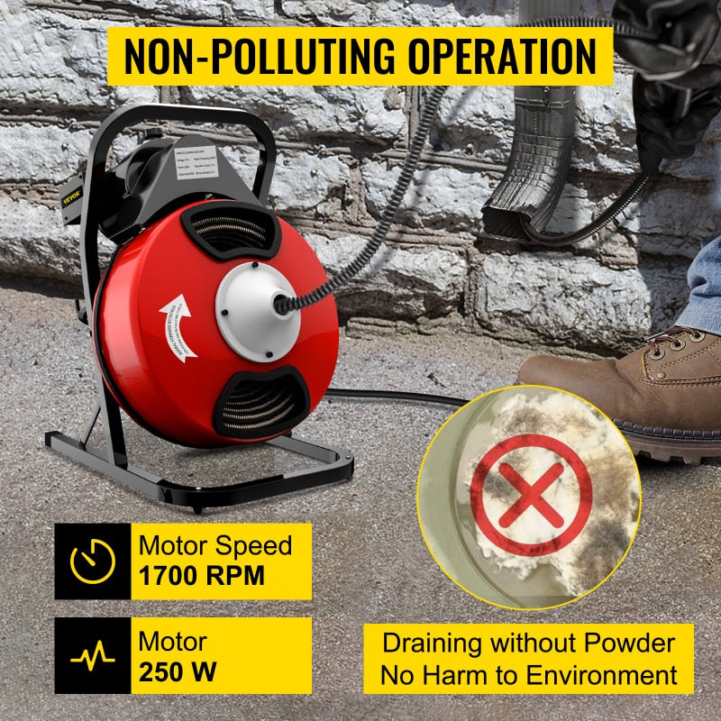 VEVOR 50ftx1/2in Electric Sewer Snake Drain Cleaning Machine