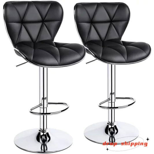 Adjustable Midback Faux Leather Bar Stool Without Arm Rests