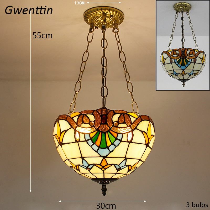 Mediterranean Tiffany-Style Stained Glass Pendant Lights