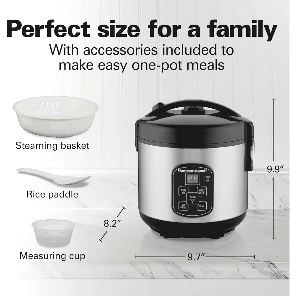8 Cup Cooked Programmable Rice Cooker and Food Steamer
