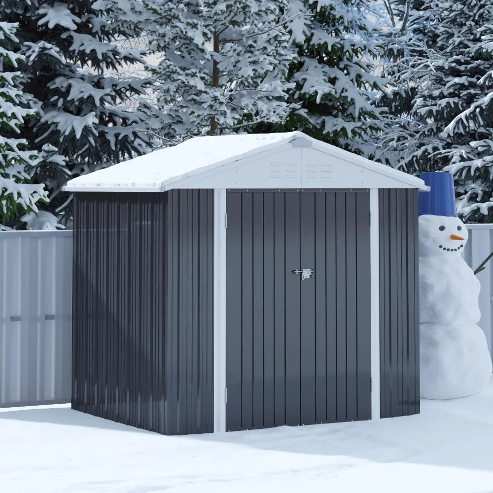 8ft x 6ft Steel Outdoor Storage Shed in Gray