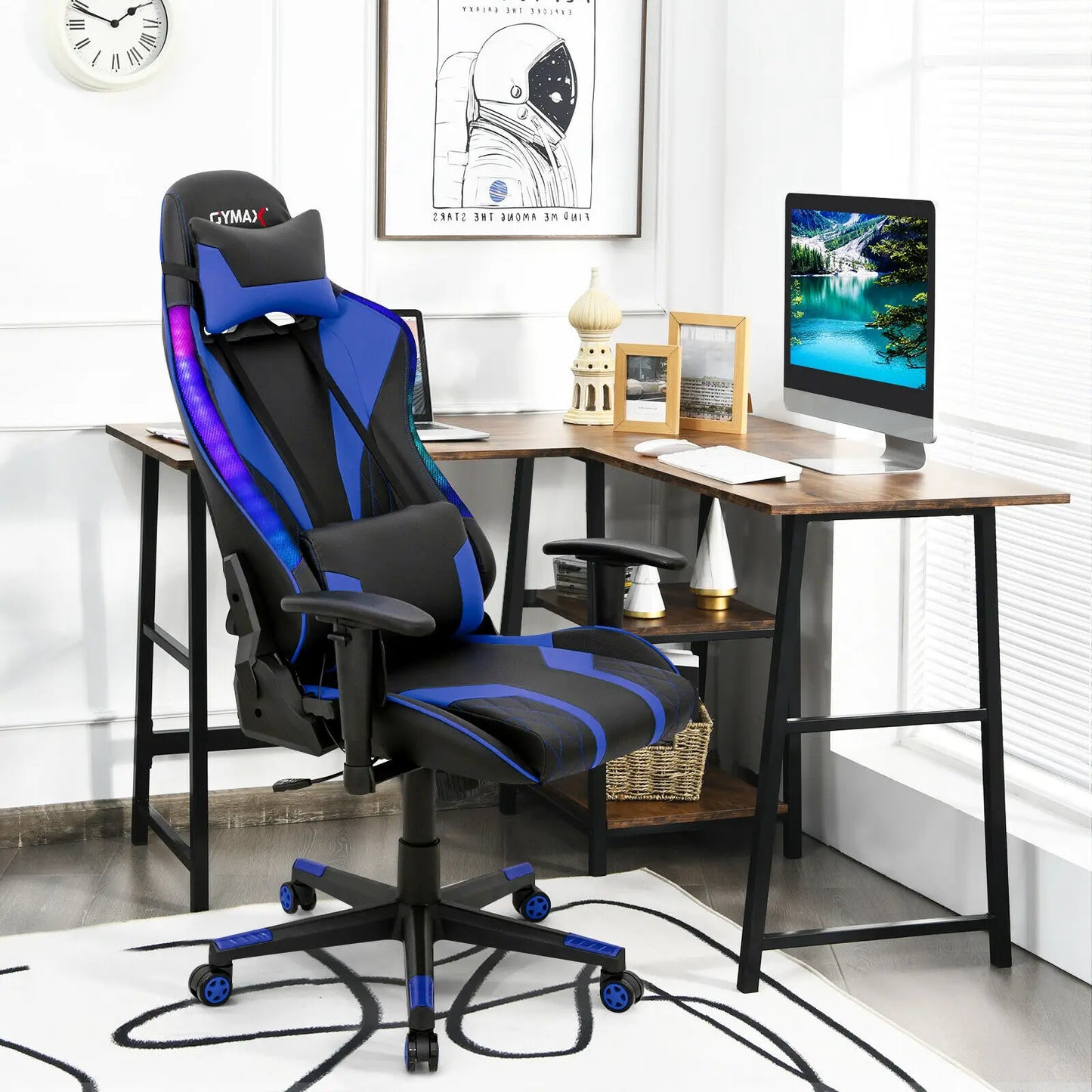 Costway Adjustable Gaming Chair with Dynamic LED Lights