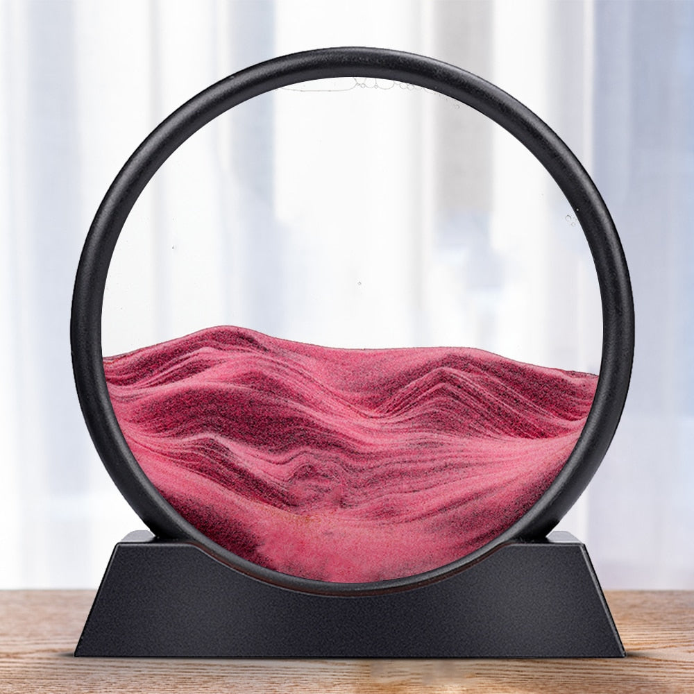 Creative 3D Glass Sandscape in Motion Hourglass