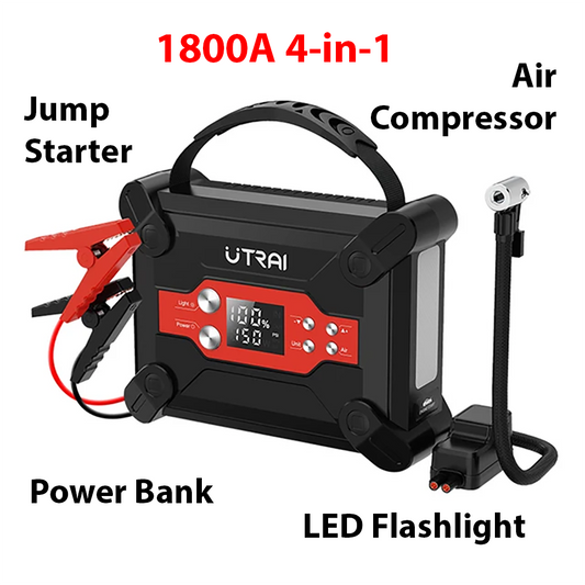 UTRAI 1800A 4-in-1 Jump Starter, Air Compressor, Power Bank and Flashlight
