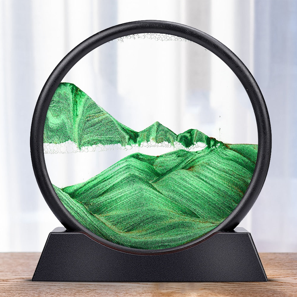 Creative 3D Glass Sandscape in Motion Hourglass