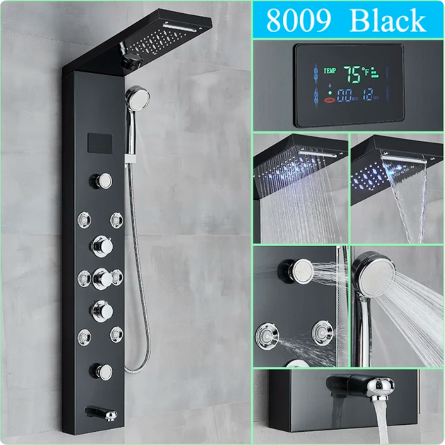 LED Lighted Bathroom Shower Panel Systems