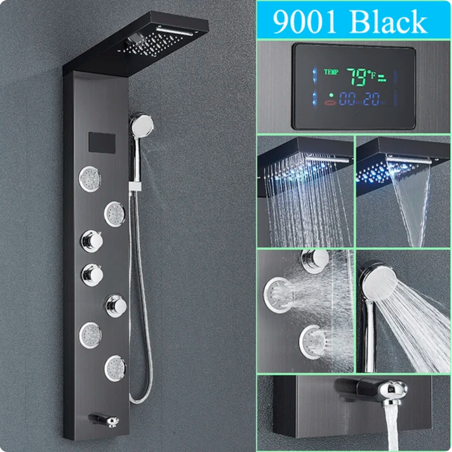 LED Lighted Bathroom Shower Panel Systems