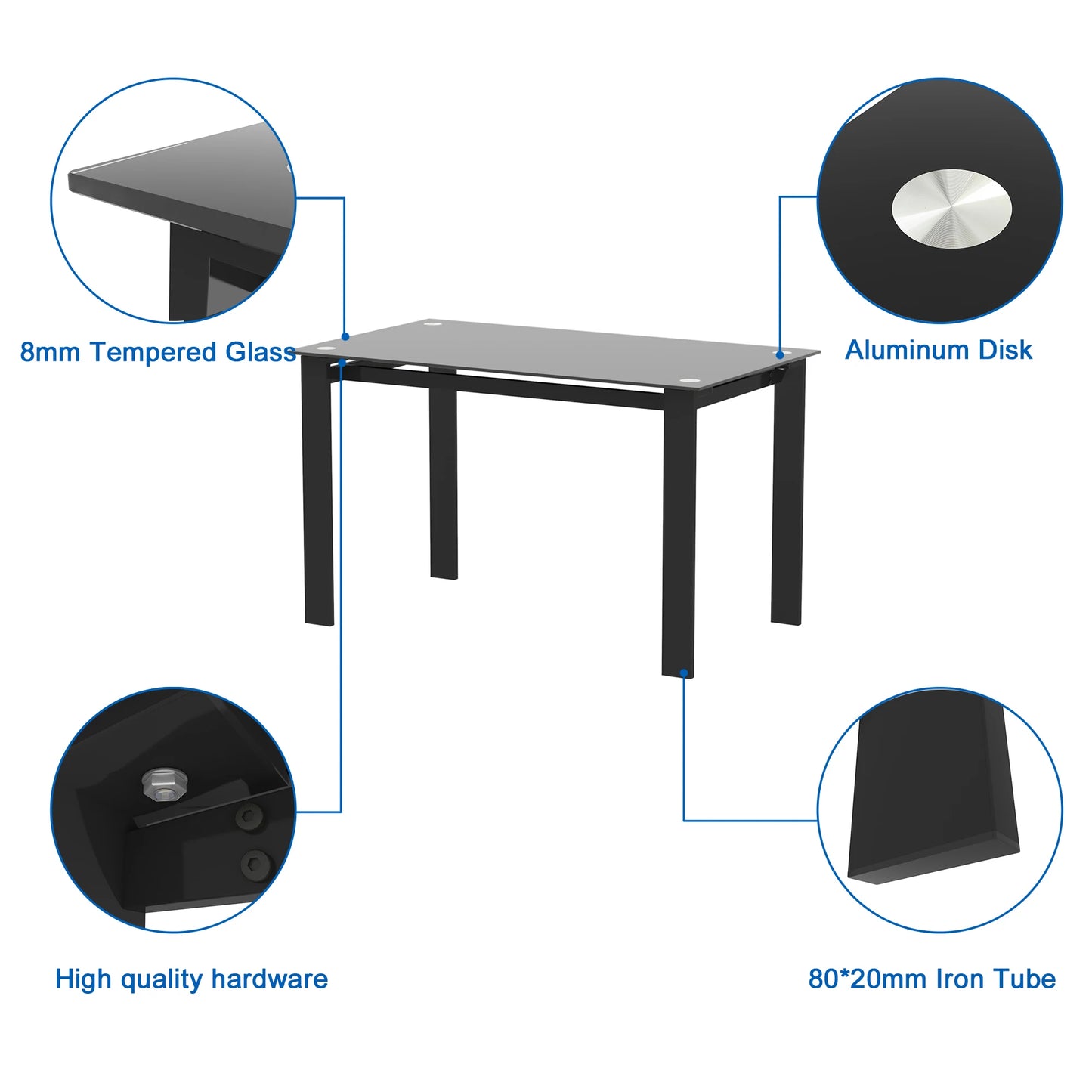 7 Piece Glass Dining Table and Chair Set