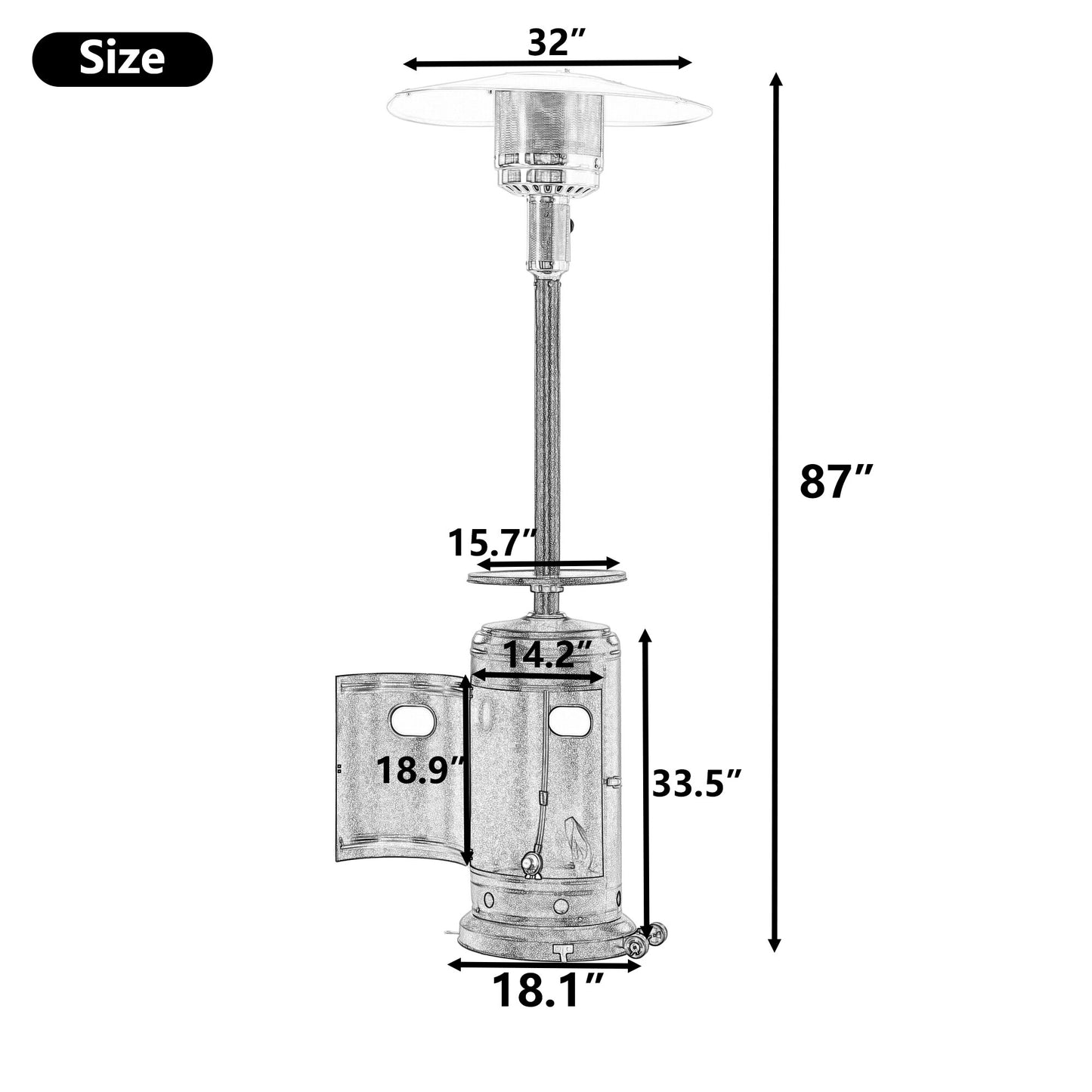 Outdoor Patio Propane Heater 87 Inches Tall