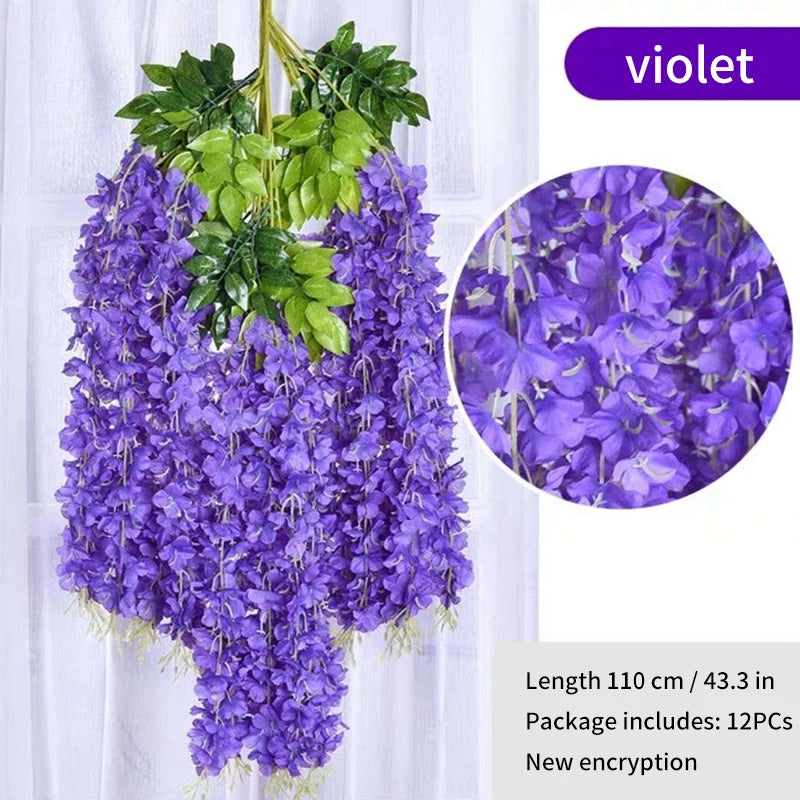 Artificial Wisteria Flower 12 Piece Bunch