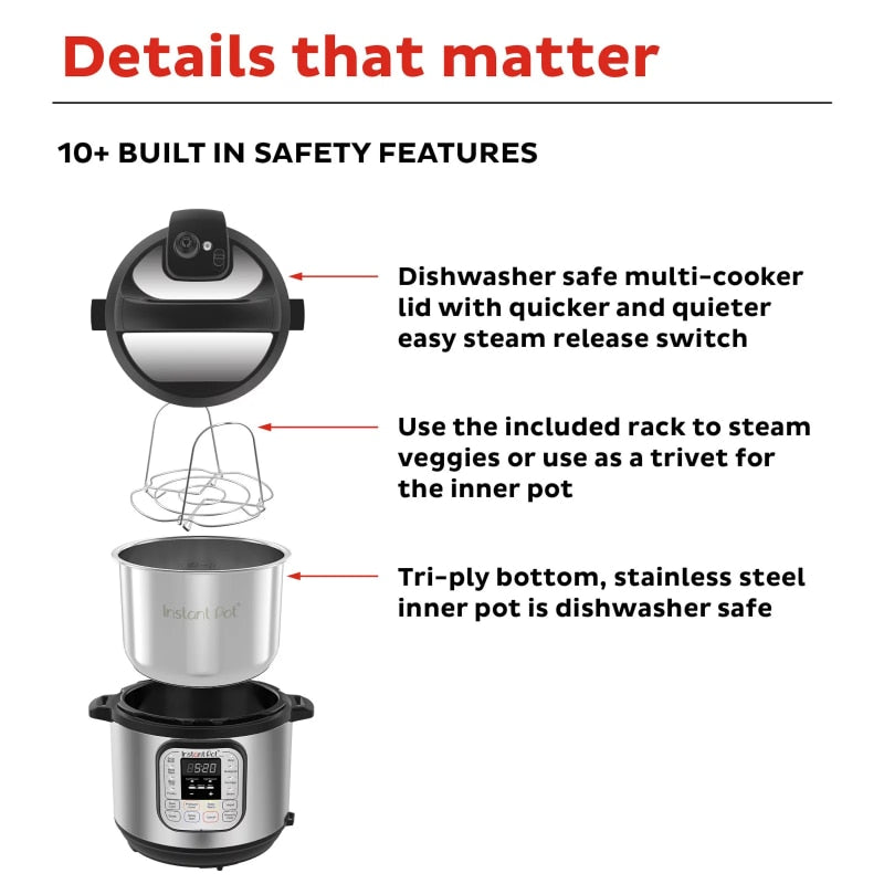 Instant Pot Duo™ 6-Quart 7-in-1 Electric Pressure Cooker, Silver