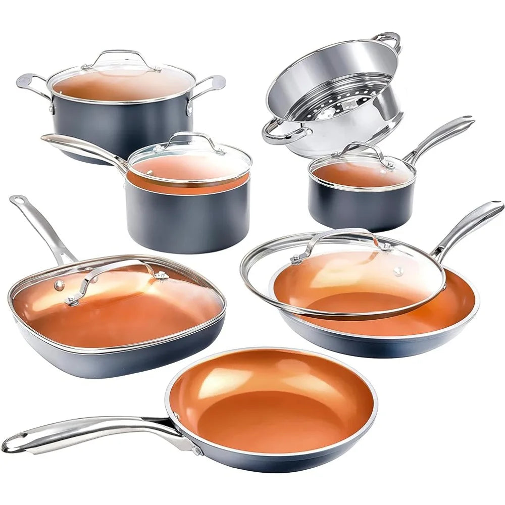 12 Piece Cookware Set with Ultra Nonstick Ceramic Coating