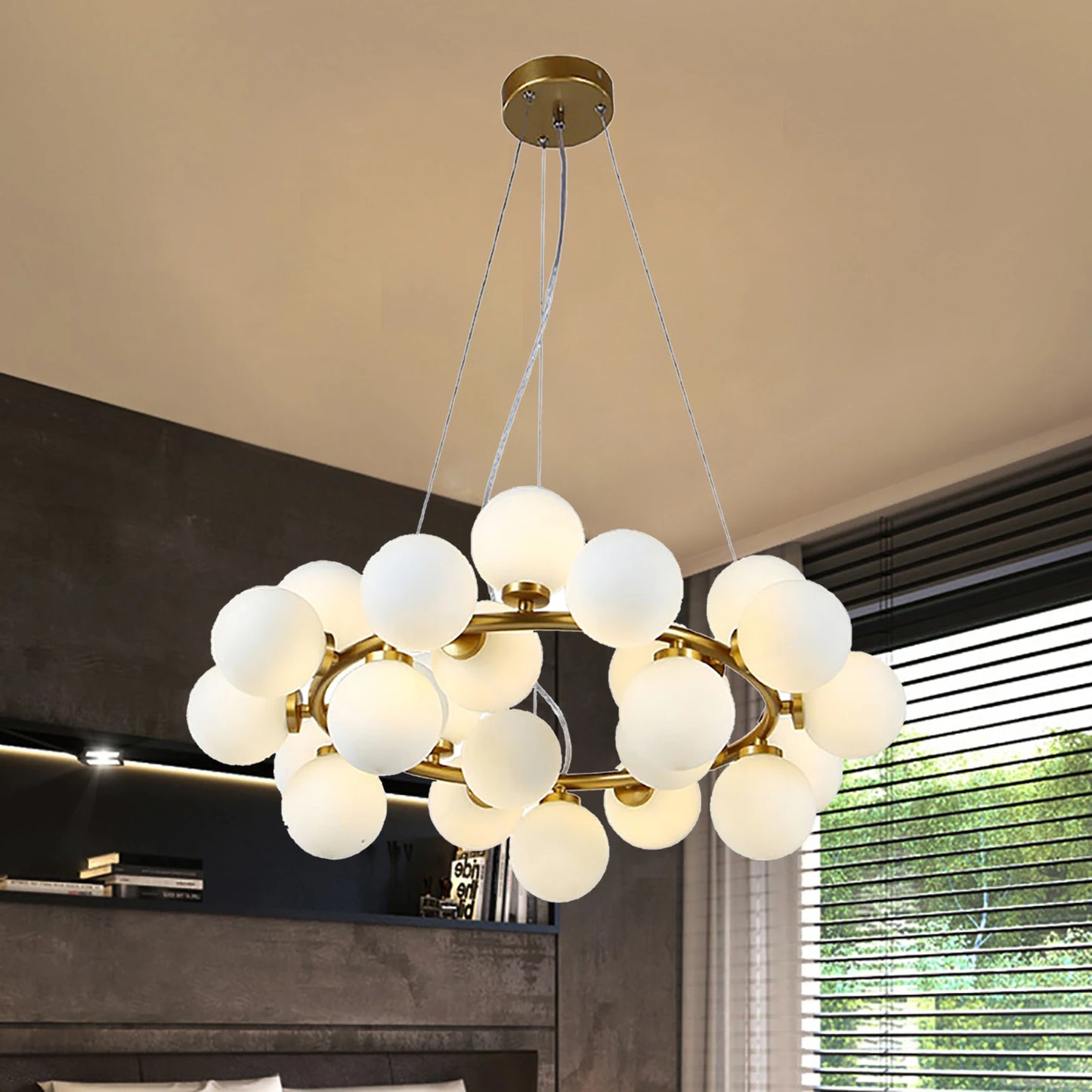 Modern 25 Head Glass Globe Chandelier Pendant Lamp