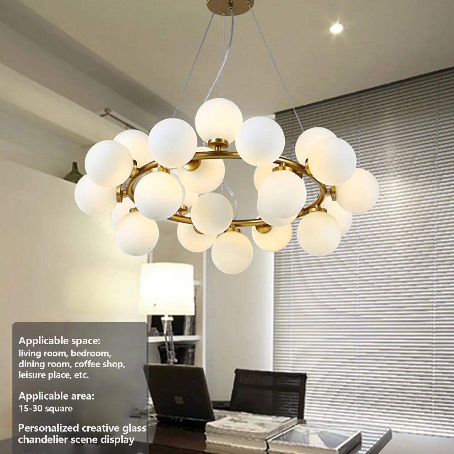 Modern 25 Head Glass Globe Chandelier Pendant Lamp