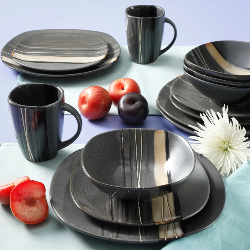 16 Piece Stoneware Dinnerware Set in Various Colors