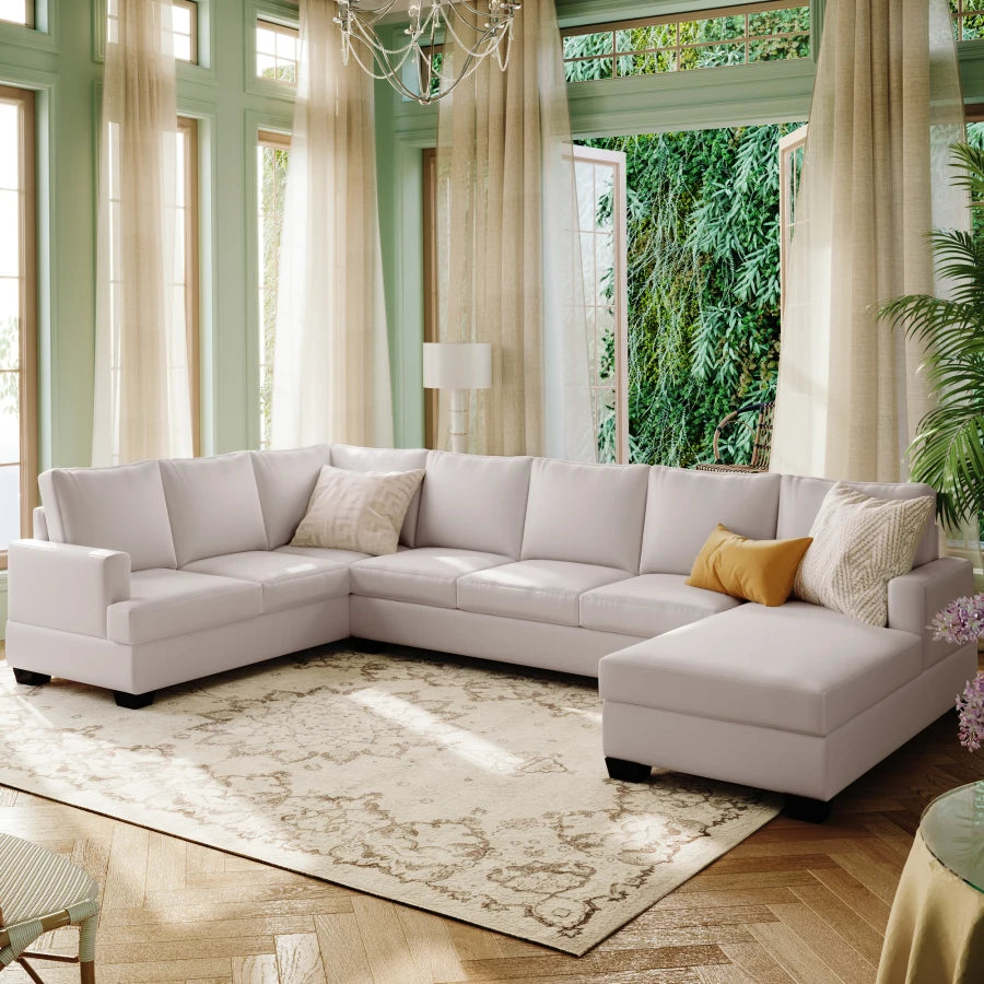 U-Shaped Sectional Sofa with Extra Wide Chaise Lounge