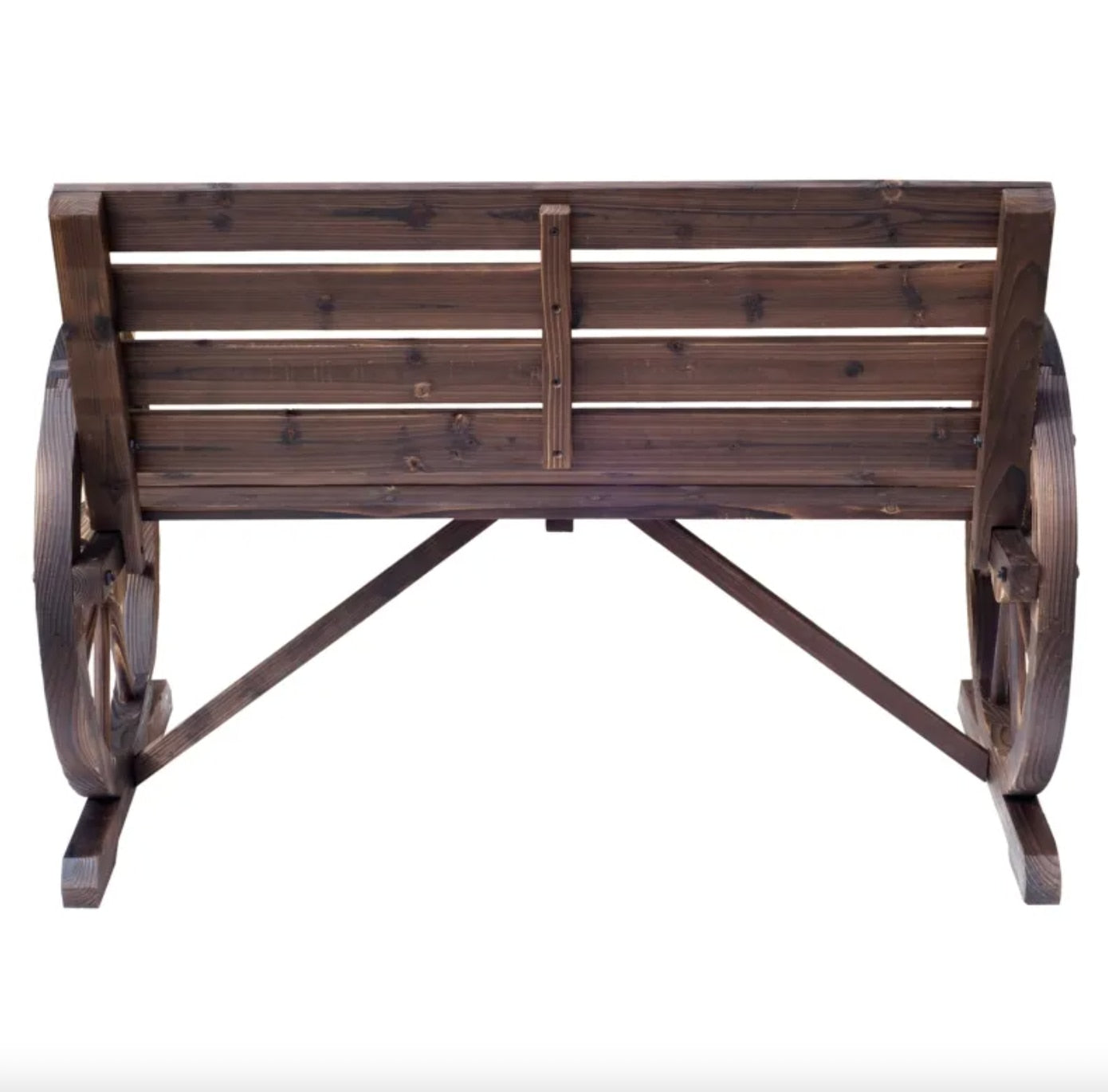 Rustic Wooden Wheel Bench