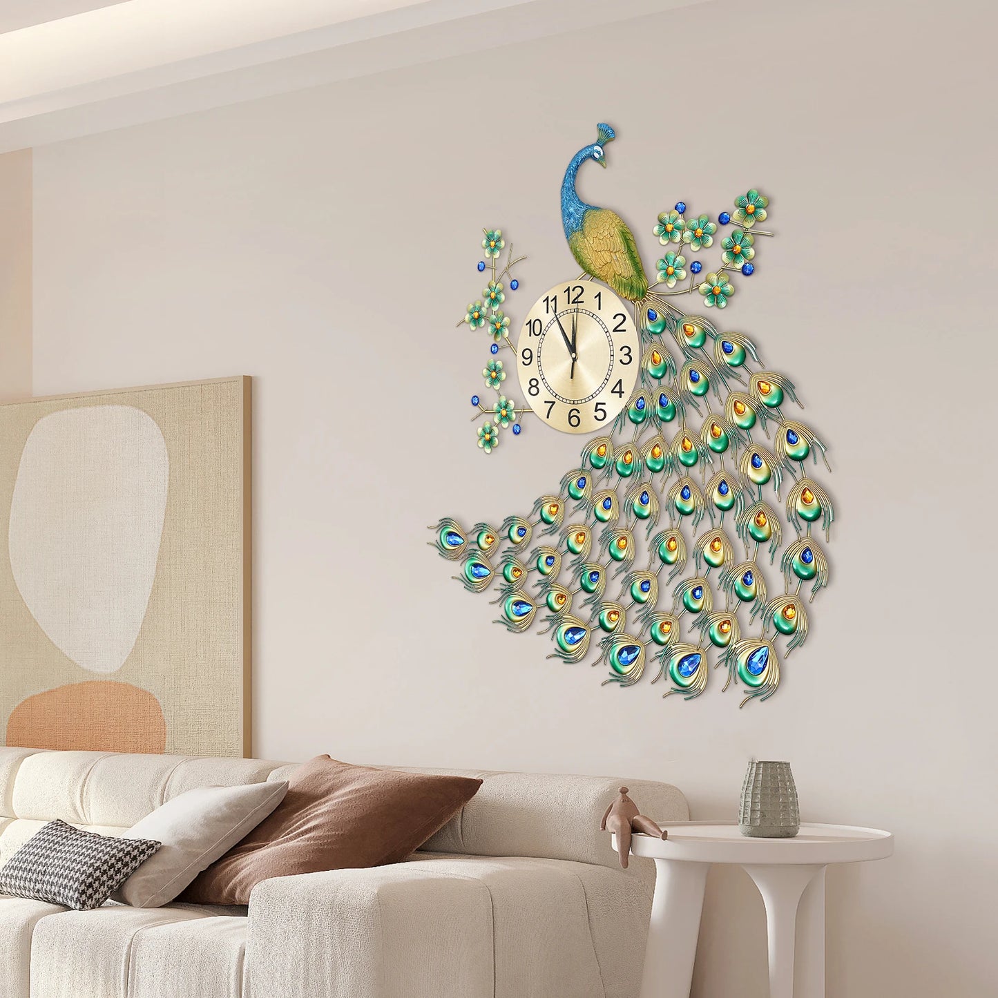 3D Metal Peacock Wall Clock